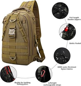 DRAGOWA TACTICAL Plecak z pojedynczym paskiem Charlie 20 L, khaki