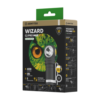 Kieszonkowa latarka LED ArmyTek Wizard C2 Pro Max LR White z klipsem na pasek, z akumulatorem 4150 lm