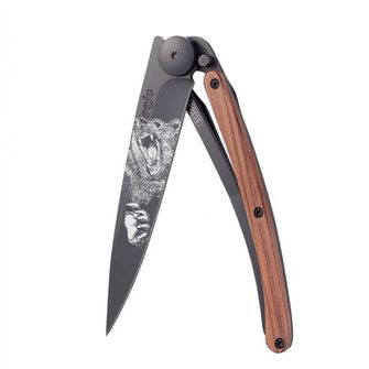 Deejo składany nóż Tattoo grizzly black coralwood