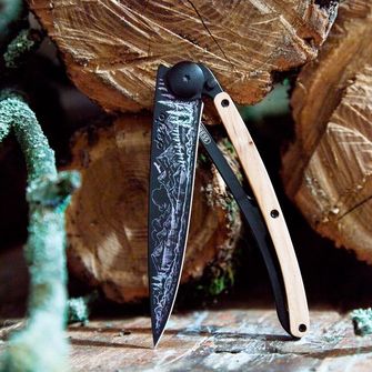 Deejo składany nóż Tattoo Black juniper wood Mountain