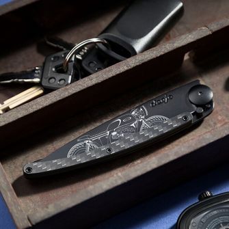 Deejo nóż składany Tattoo black carbon fiber Cafe Racer