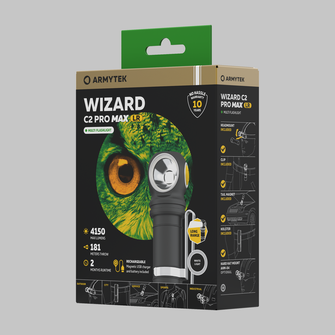 Kieszonkowa latarka LED ArmyTek Wizard C2 Pro Max LR White z klipsem na pasek, z akumulatorem 4150 lm