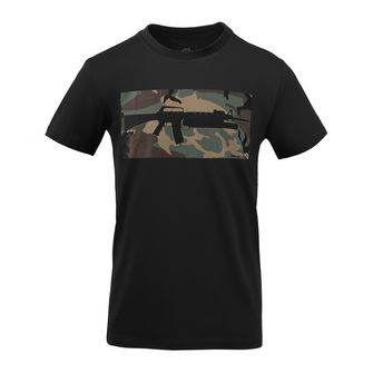 Krótki t-shirt bawełniany Helikon-Tex 16/203 Combo, czarny/US Woodland