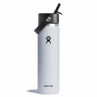 Hydro Flask Szeroka termobutelka z ustnikiem 24 OZ Wide Flex Straw Cap, biały