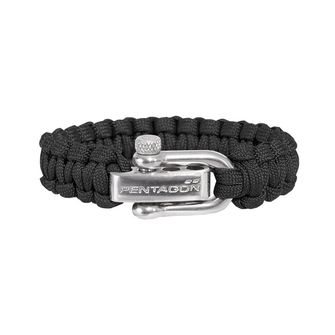 Pentagon bransoletka paracord czarny, metalowa klamra