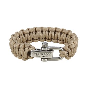 Pentagon bransoletka paracord khaki, metalowa klamra